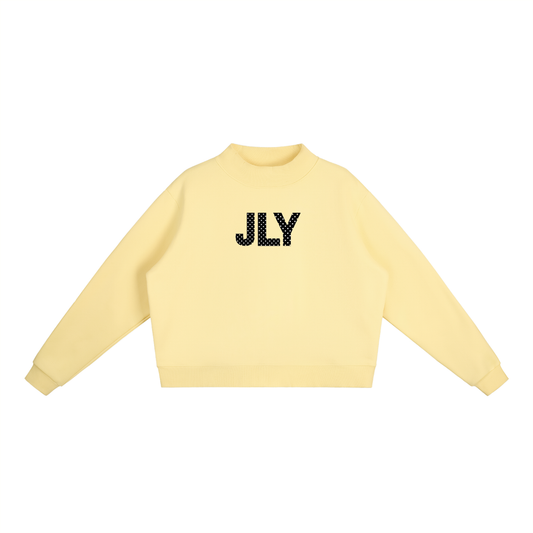 JLY Polka Dot Essential Fleece Mock-Neck Crew Sweatshirt