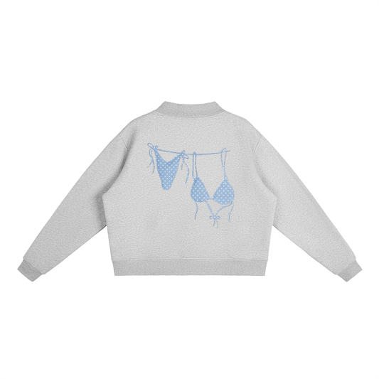 Blue Bikini Logo Essential Fleece Mock-Neck Crew Sweatshirt
