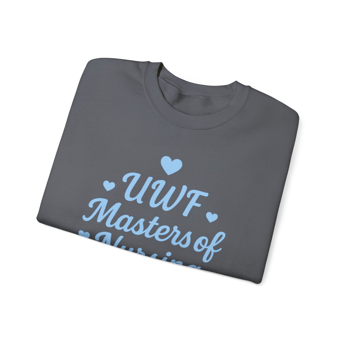 UWF Masters of Nursing Crew neck — Light Blue Heart Nursing School Sweatshirt