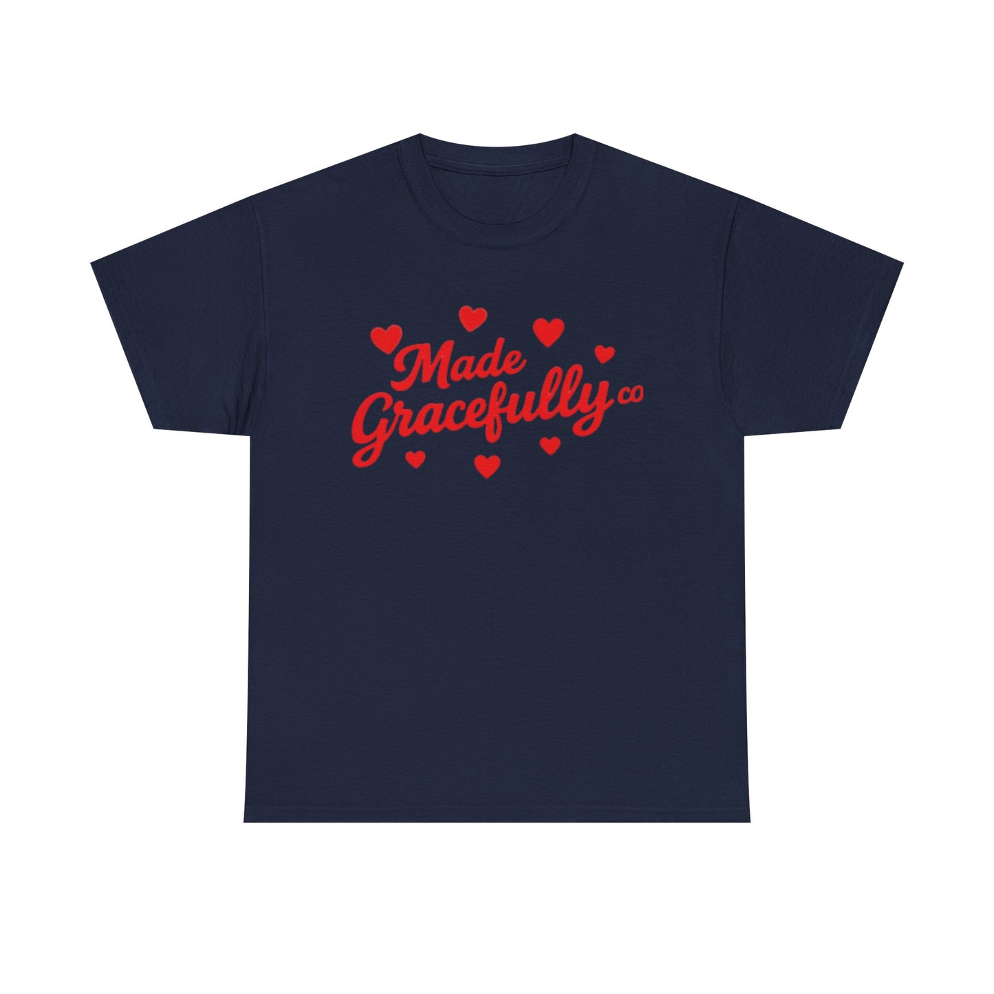 Made Gracefully Tee — Feminine Heart Script Graphic T-Shirt
