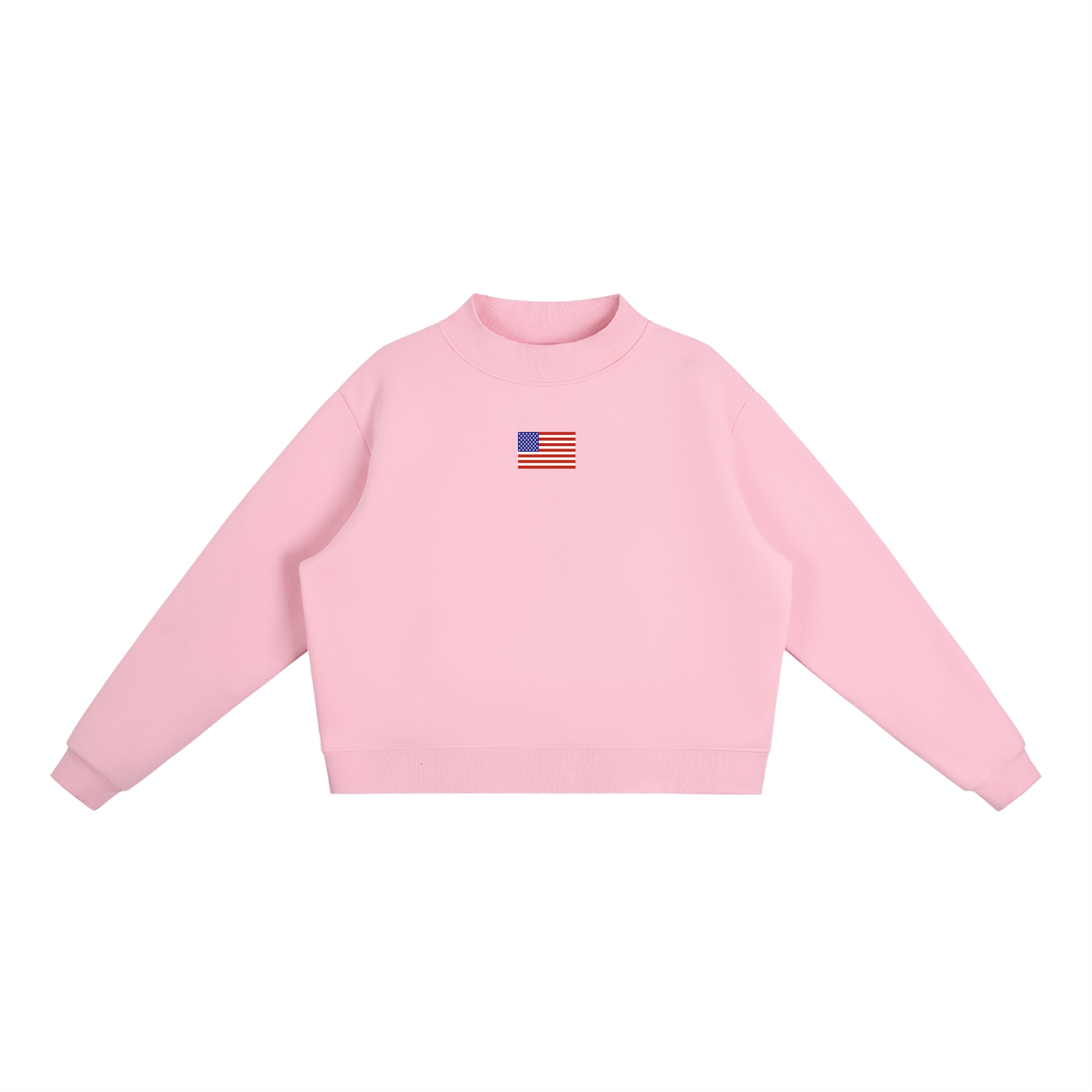 Flag All American Baseball Fleece Mock-Neck Crew Sweatshirt