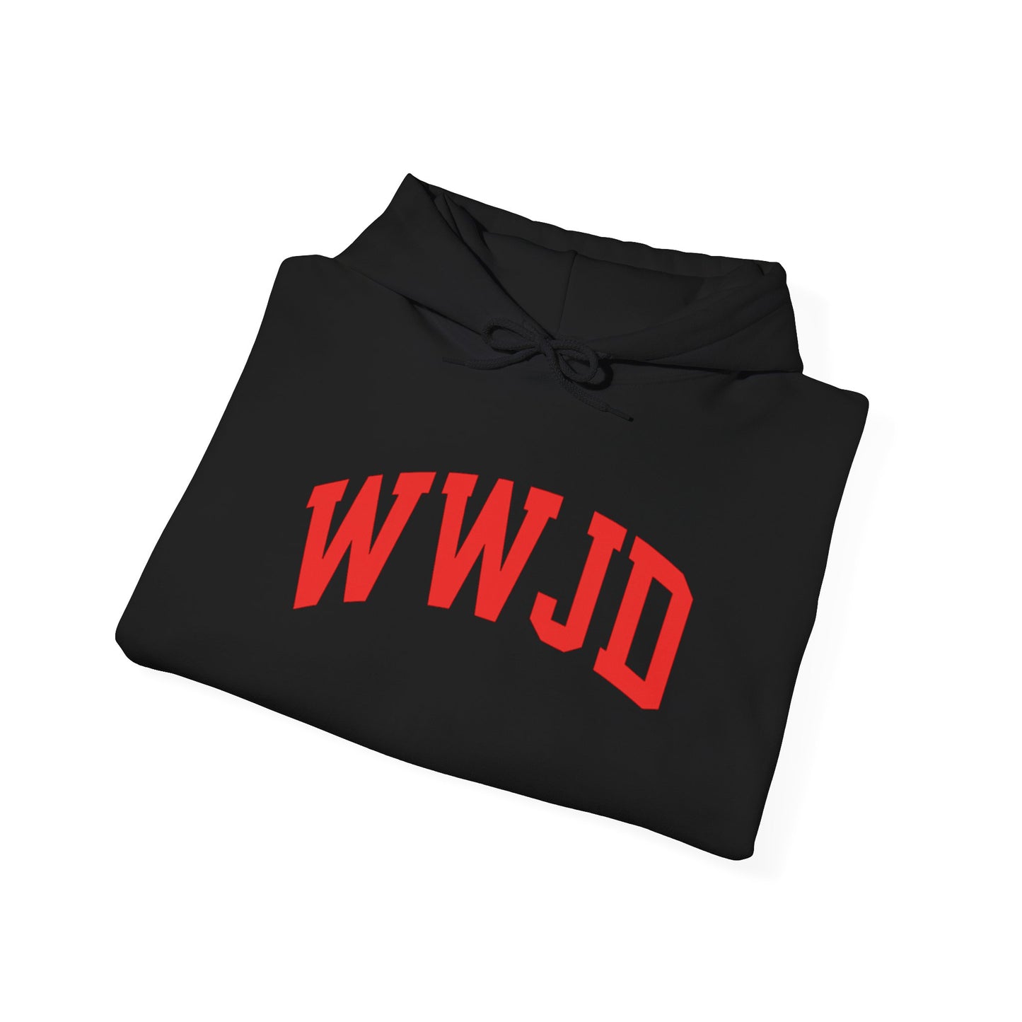 WWJD Hoodie — Classic Red Lettering Christian Faith Pullover