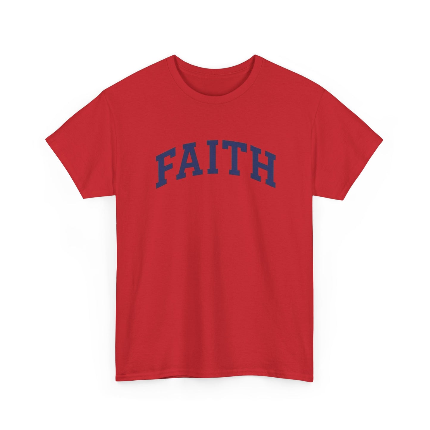 Faith Graphic Tee — Simple Navy Arch Lettering Christian T‑Shirt