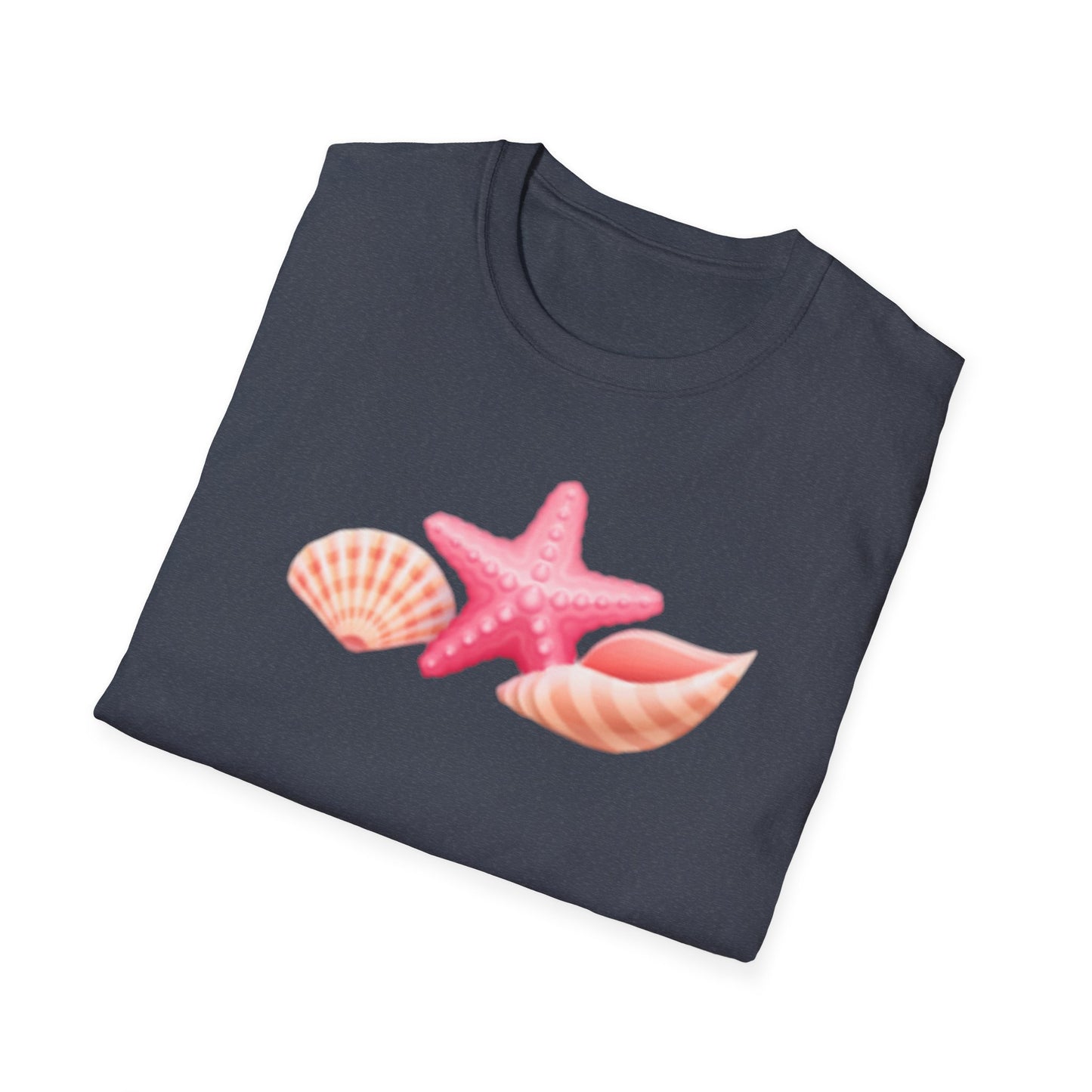 Seashell & Starfish Beach T-Shirt — Pink Coastal Summer Tee