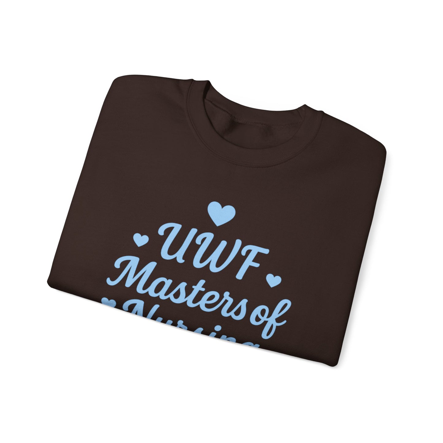 UWF Masters of Nursing Crew neck — Light Blue Heart Nursing School Sweatshirt