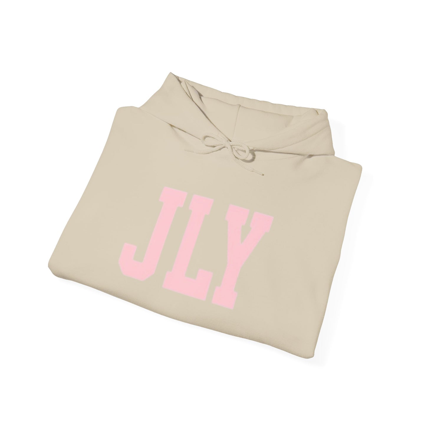 JLY Pink Block Letter Hoodie - Minimal Monogram Pullover