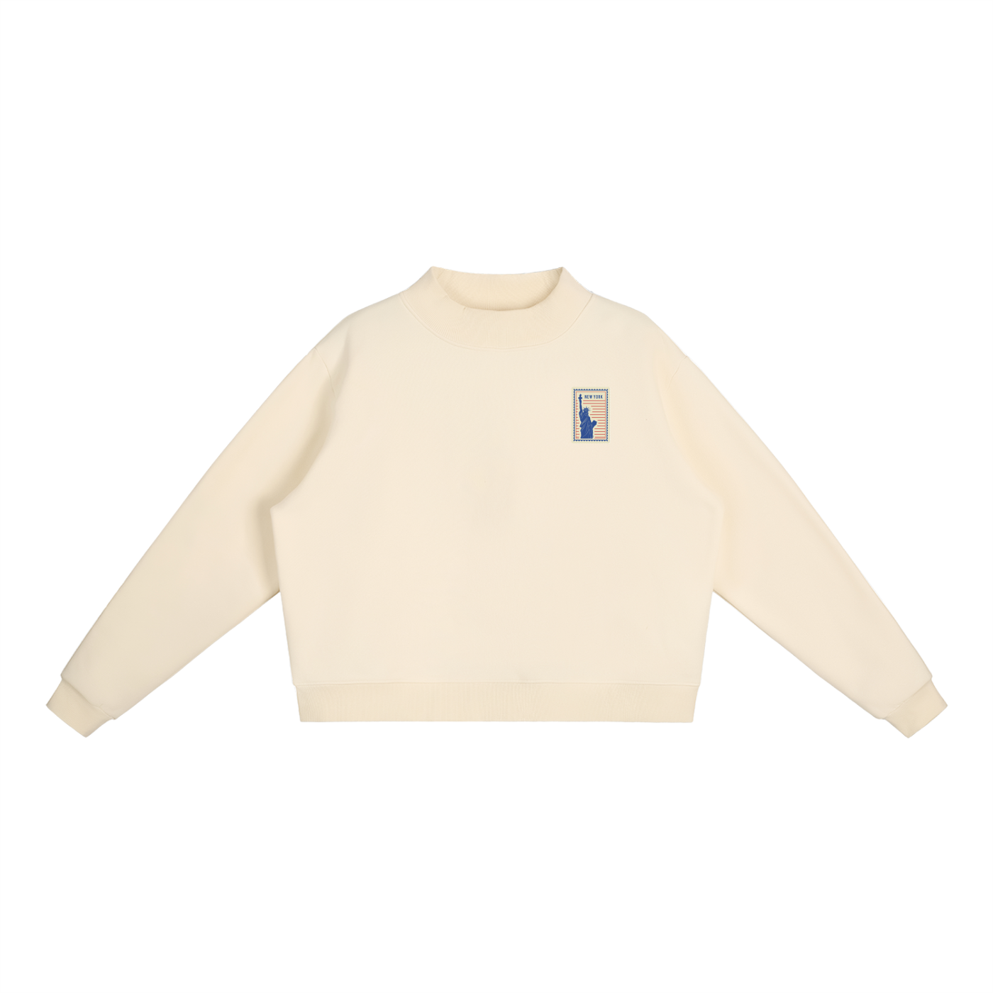 NY Essential Fleece Mock-Neck Crew Sweatshirt