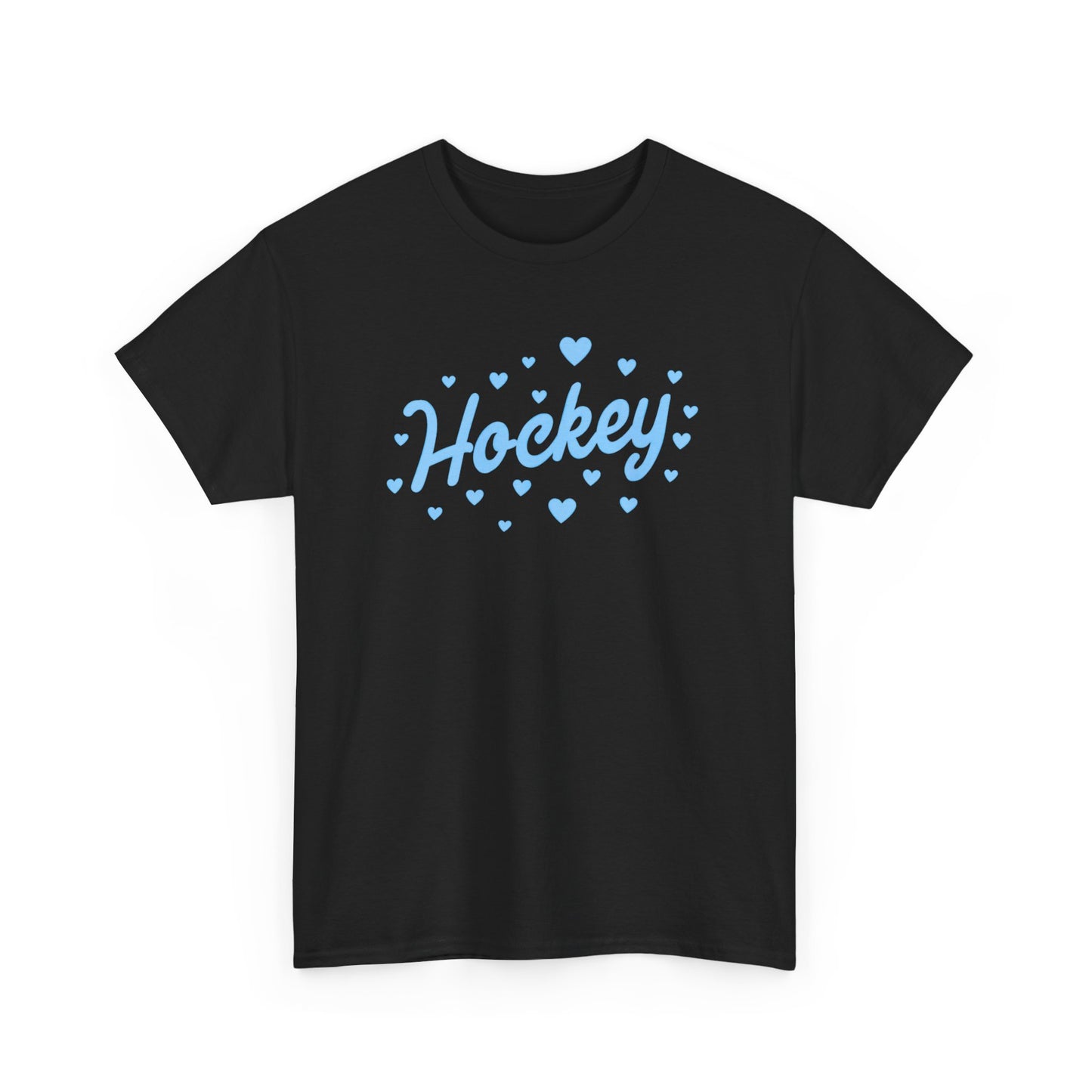 Hockey Heart Tee — Cute Light Blue Script Hockey Shirt