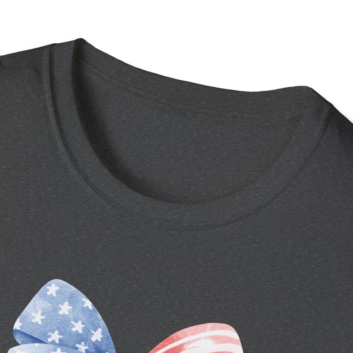 Patriotic USA Flag Bow T-Shirt — Red White Blue 4th of July Tee