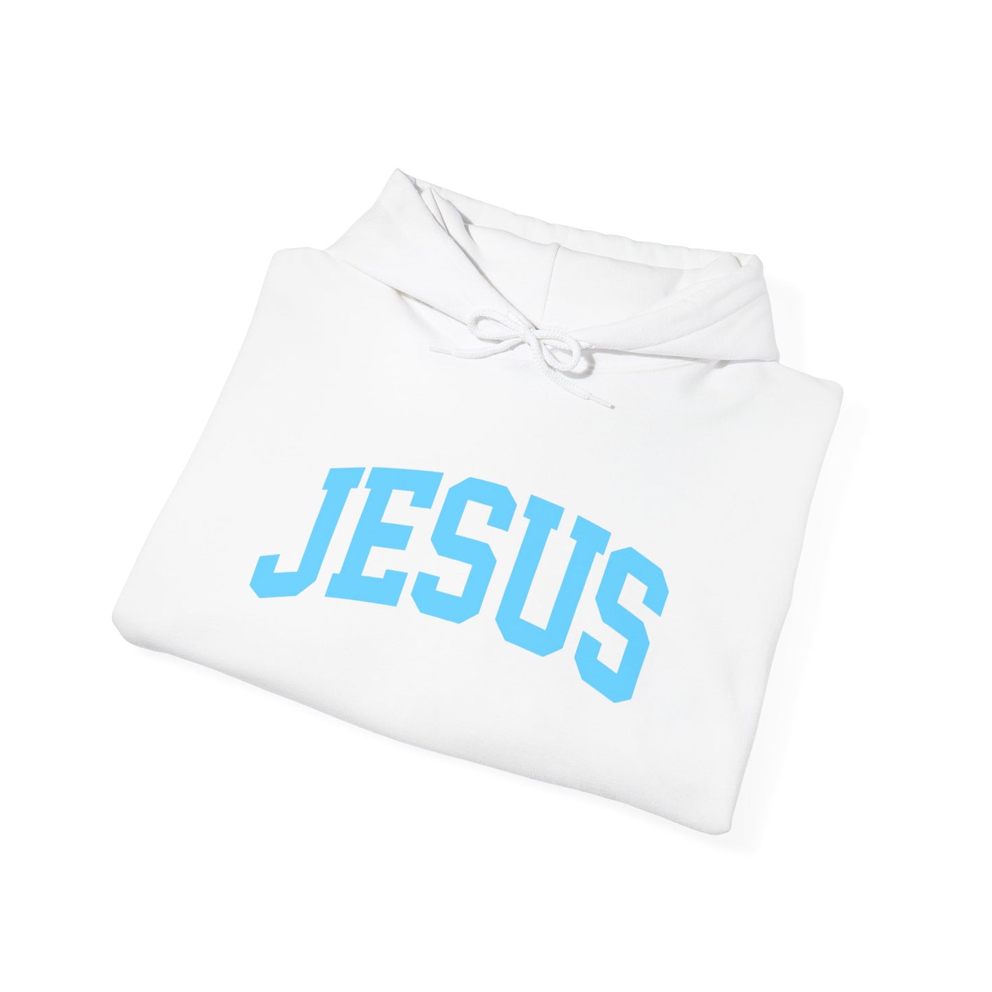 Jesus Hoodie - Blue Lettering Christian Faith Pullover