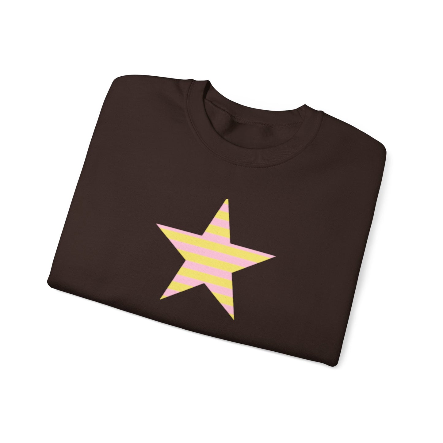 Star Stripe Crewneck — Pastel Pink & Yellow Graphic Sweatshirt