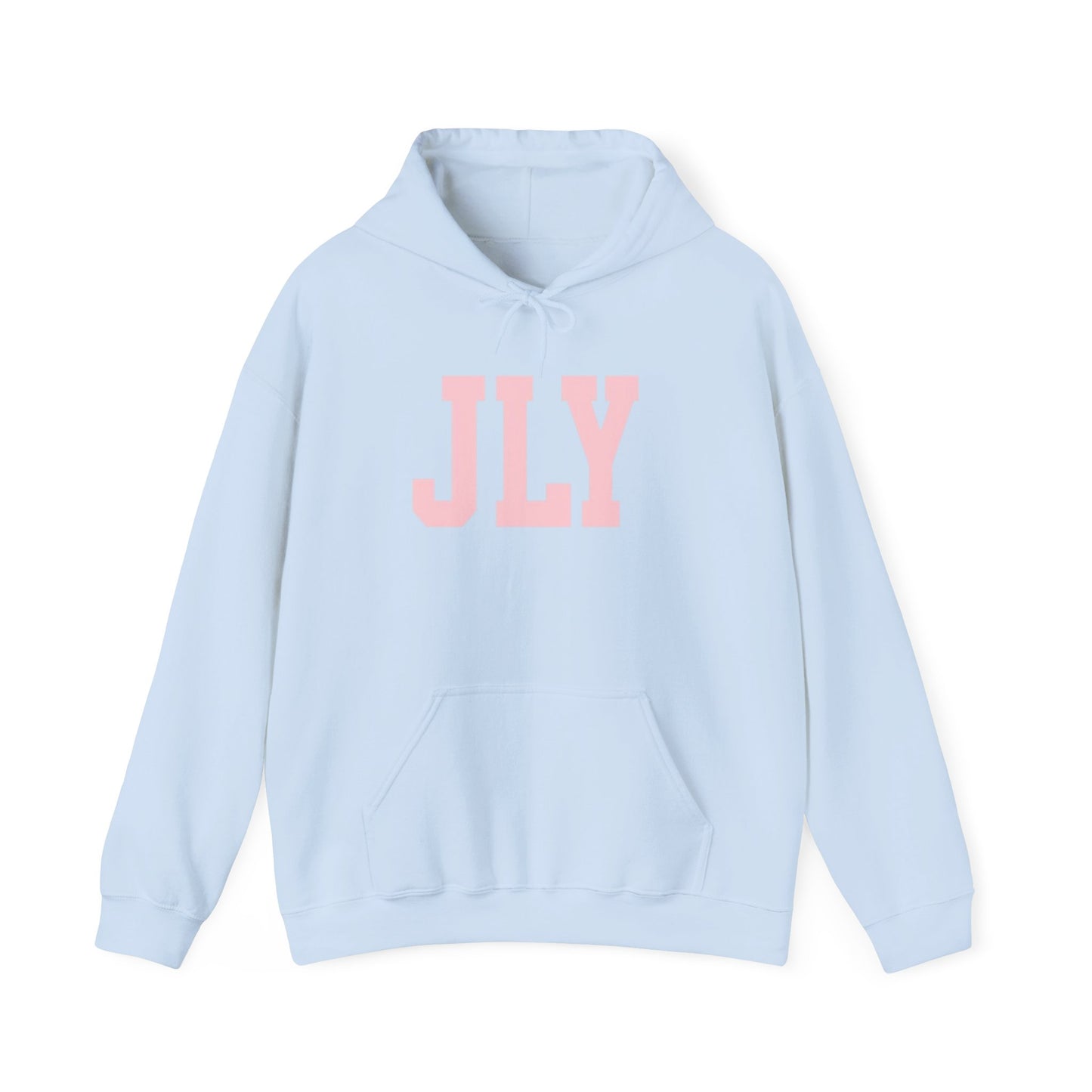 JLY Pink Block Letter Hoodie - Minimal Monogram Pullover