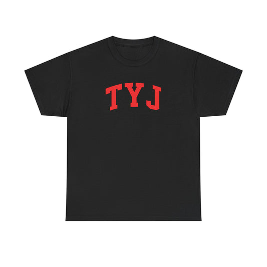 TYJ Arch Logo T-Shirt — Minimal Red College-Style Tee
