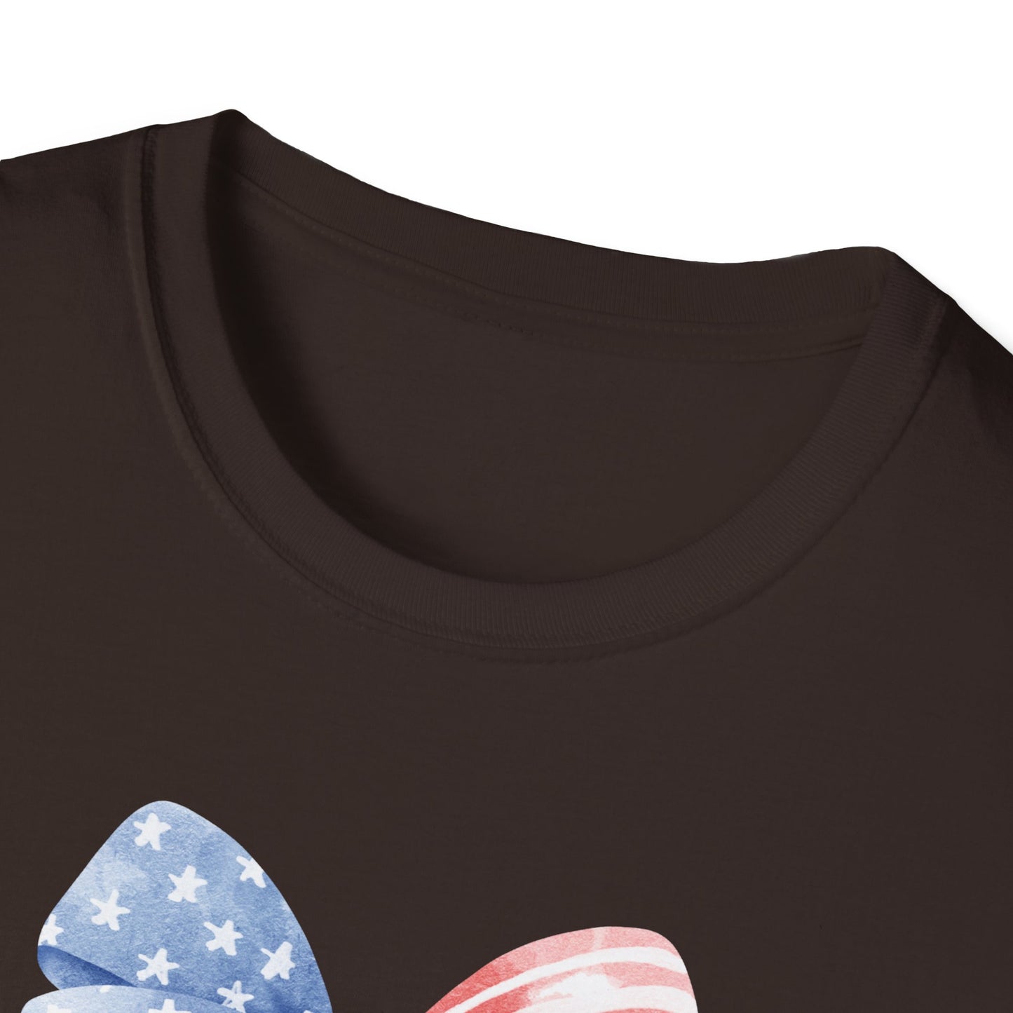Patriotic USA Flag Bow T-Shirt — Red White Blue 4th of July Tee