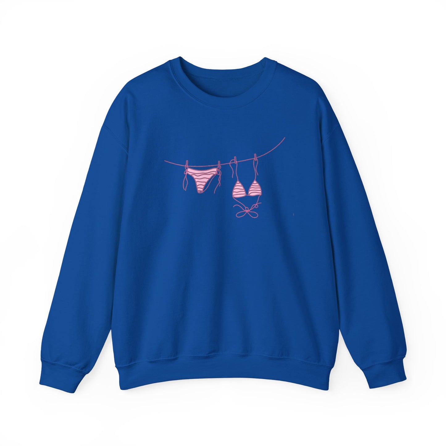 Bikini Line Graphic Crew Neck – Pink Swimsuit Clothesline Sweatshirt