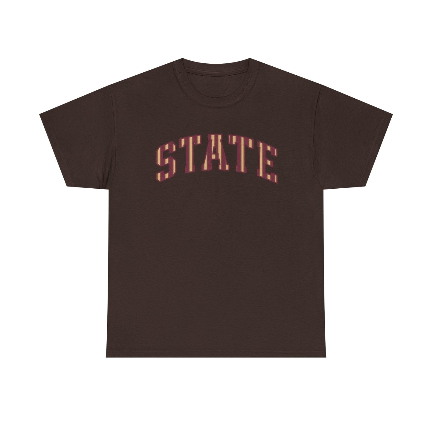 STATE Retro College Tee – Vintage Letterman Arched Logo T-Shirt
