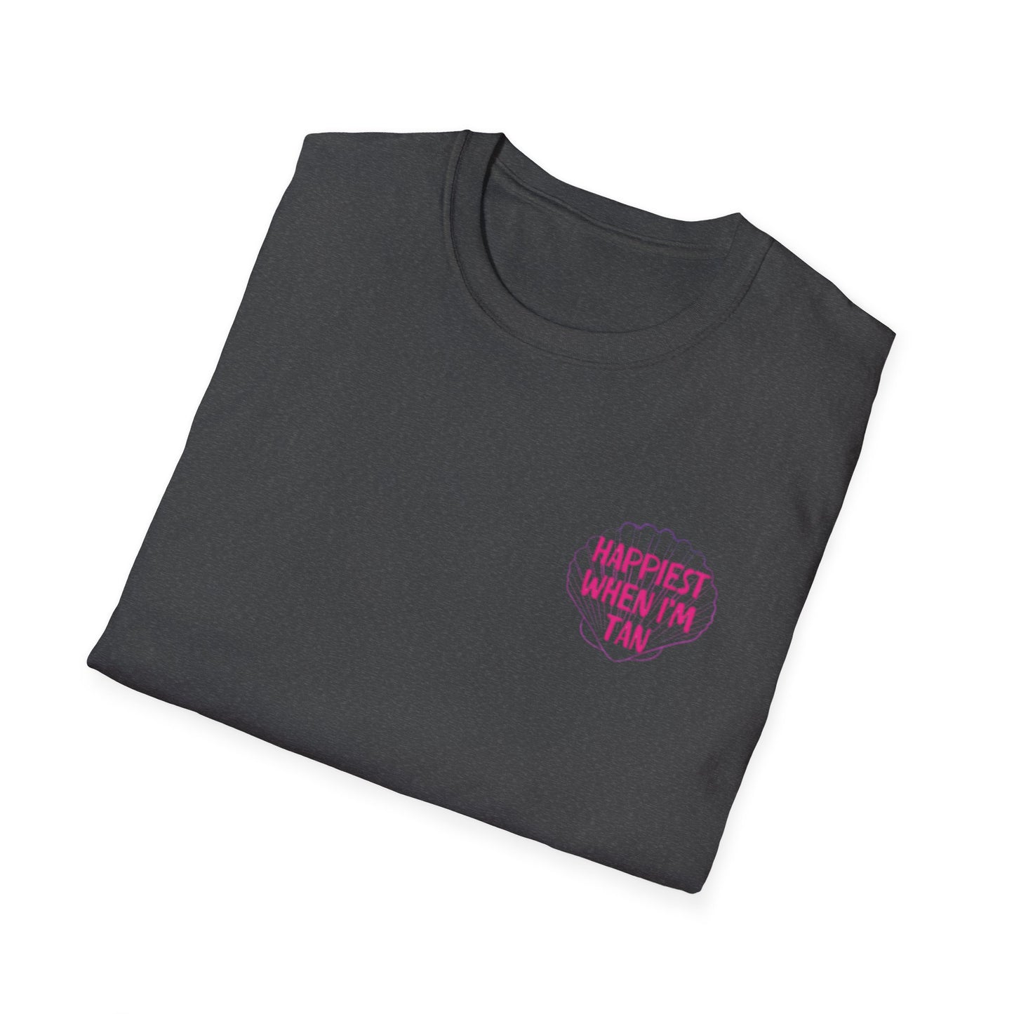 T-Shirt — "Happiest When I'm Tan" Pink Beach Tee