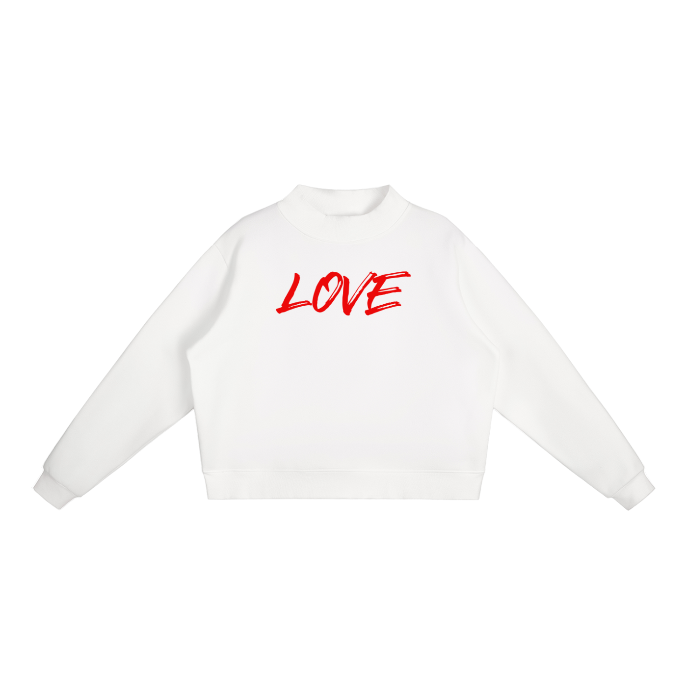Love Essential Fleece Mock-Neck Crew Sweatshirt