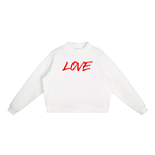 Love Essential Fleece Mock-Neck Crew Sweatshirt