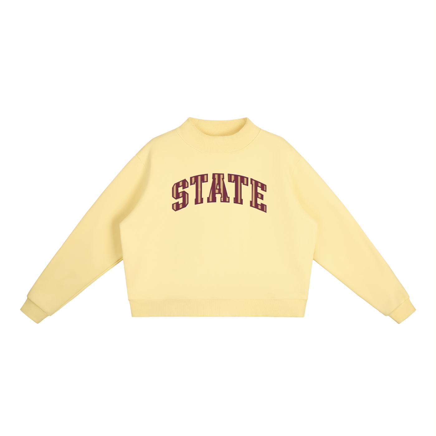 State Striped Print Essential Fleece Mock-Neck Crew Sweatshirt