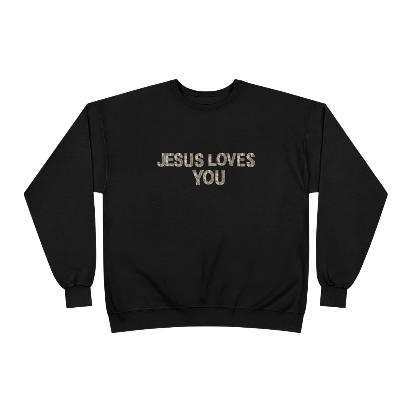 Unisex Eco-Friendly Crewneck Sweatshirt - "Jesus Loves You," Faith Apparel, Comfortable Gift, Religious Sweatshirt, Cozy Outfit