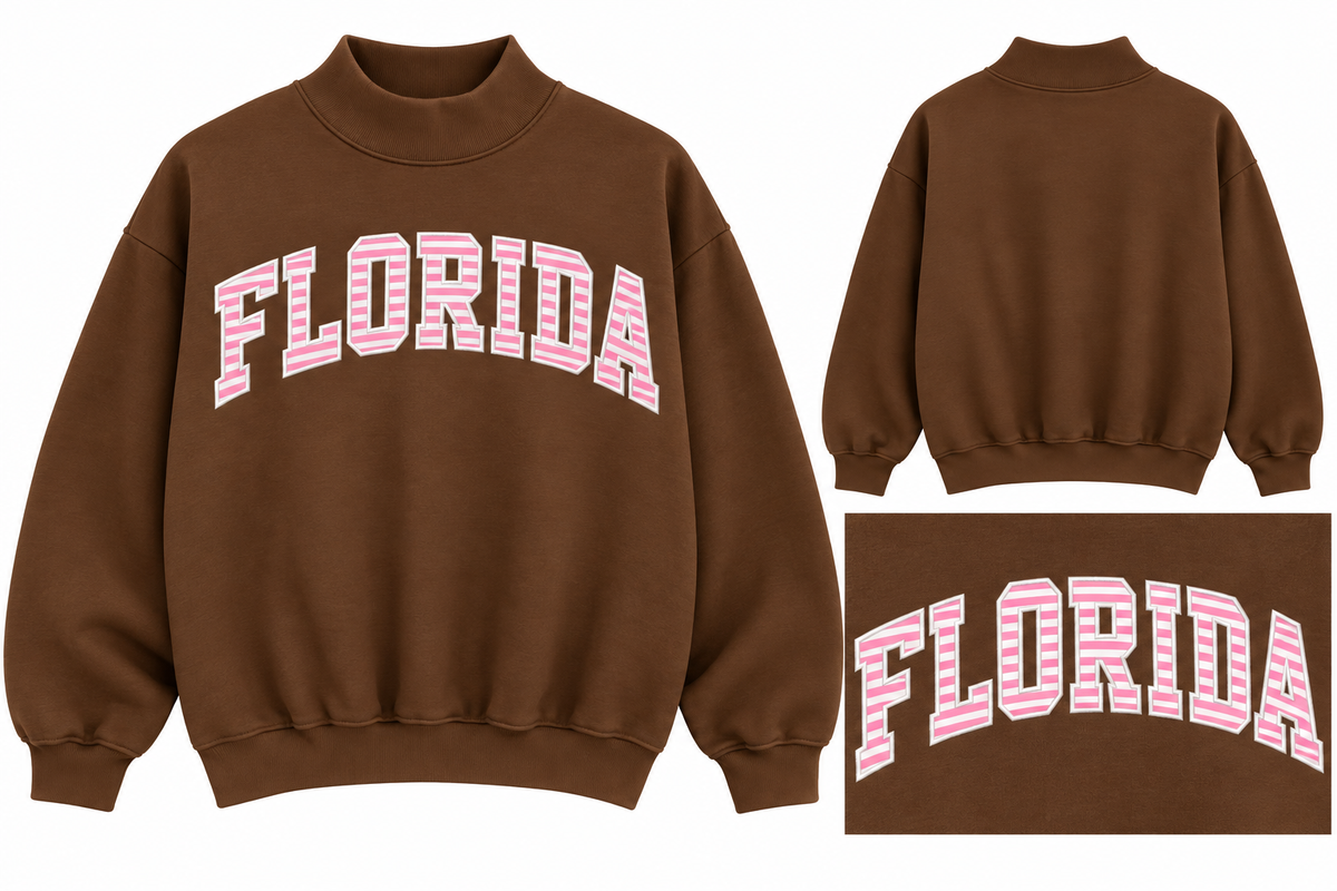Florida cocoa kiss stripes mockneck