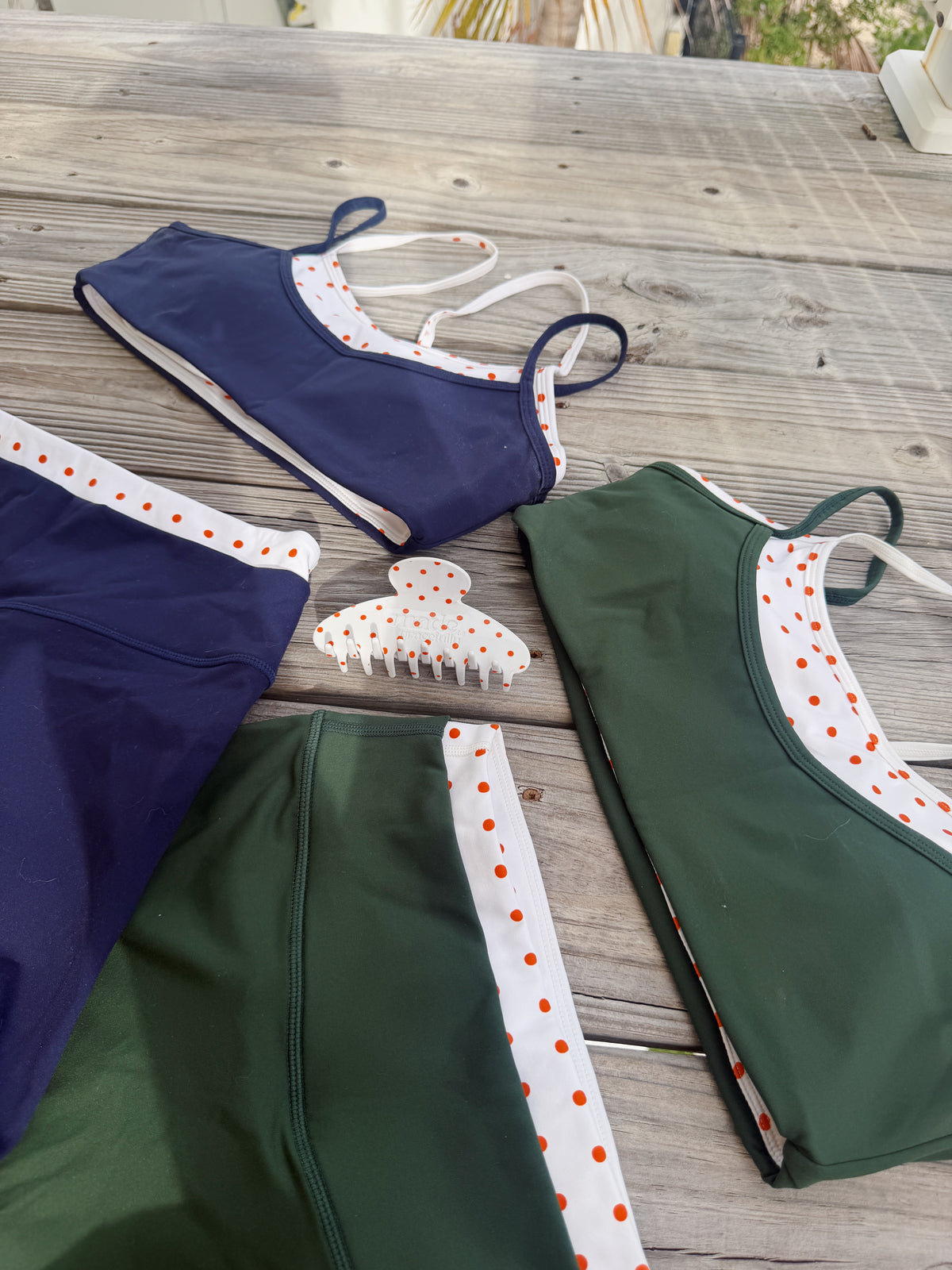 PINE AND ORANGE POLKA DOUBLE LAYER ACTIVEWEAR *SET*