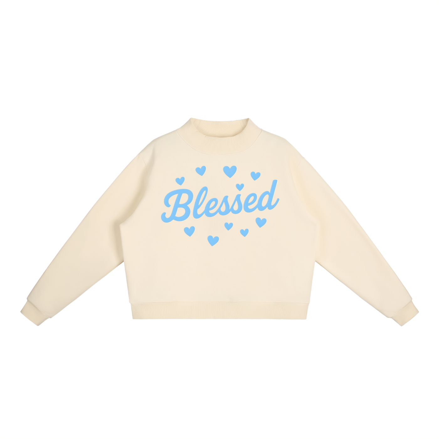 Blessed Hearts Essential Fleece Mock-Neck Crew Sweatshirt