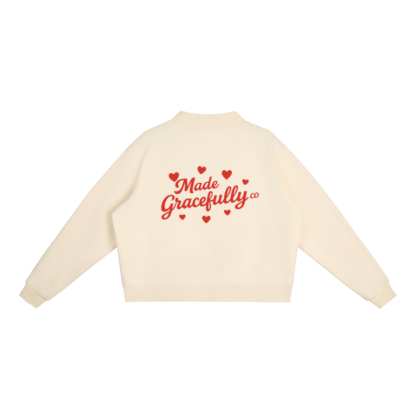 Heart Logo Fleece Mock-Neck Crew Sweatshirt