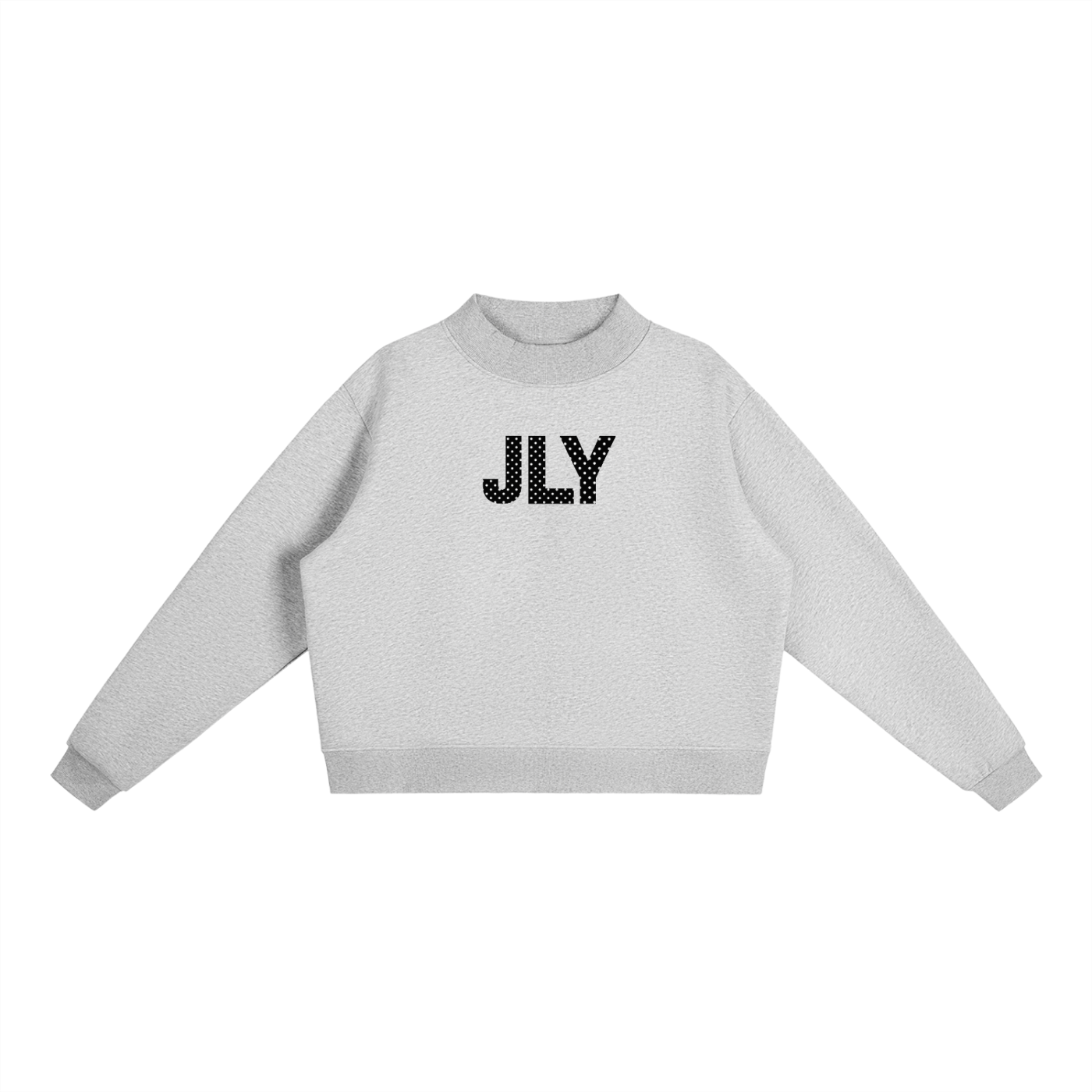JLY Polka Dot Essential Fleece Mock-Neck Crew Sweatshirt