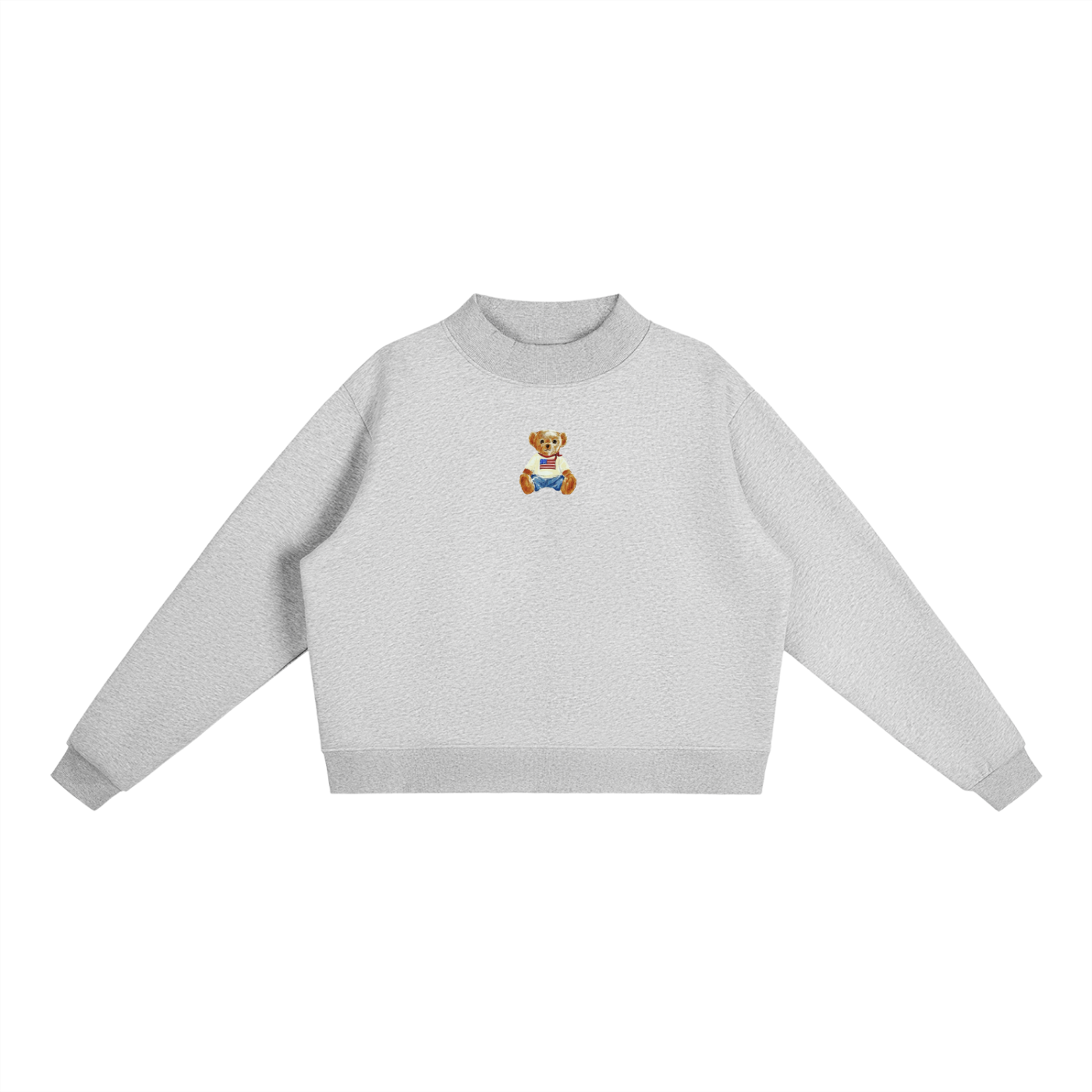 USA Bear Fleece Mock-Neck Crew Sweatshirt