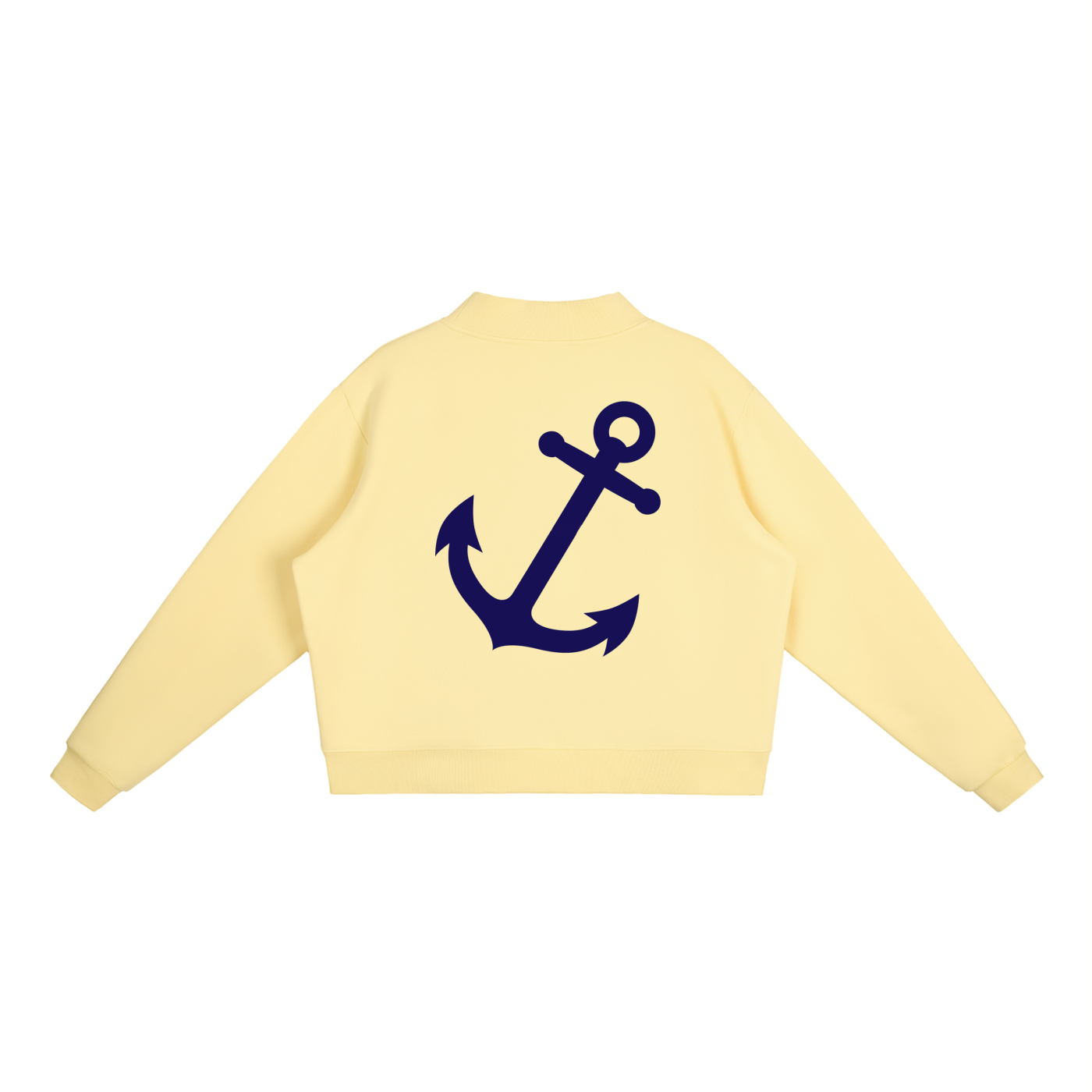 Navy Anchor Essential Fleece Mock-Neck Crew Sweatshirt