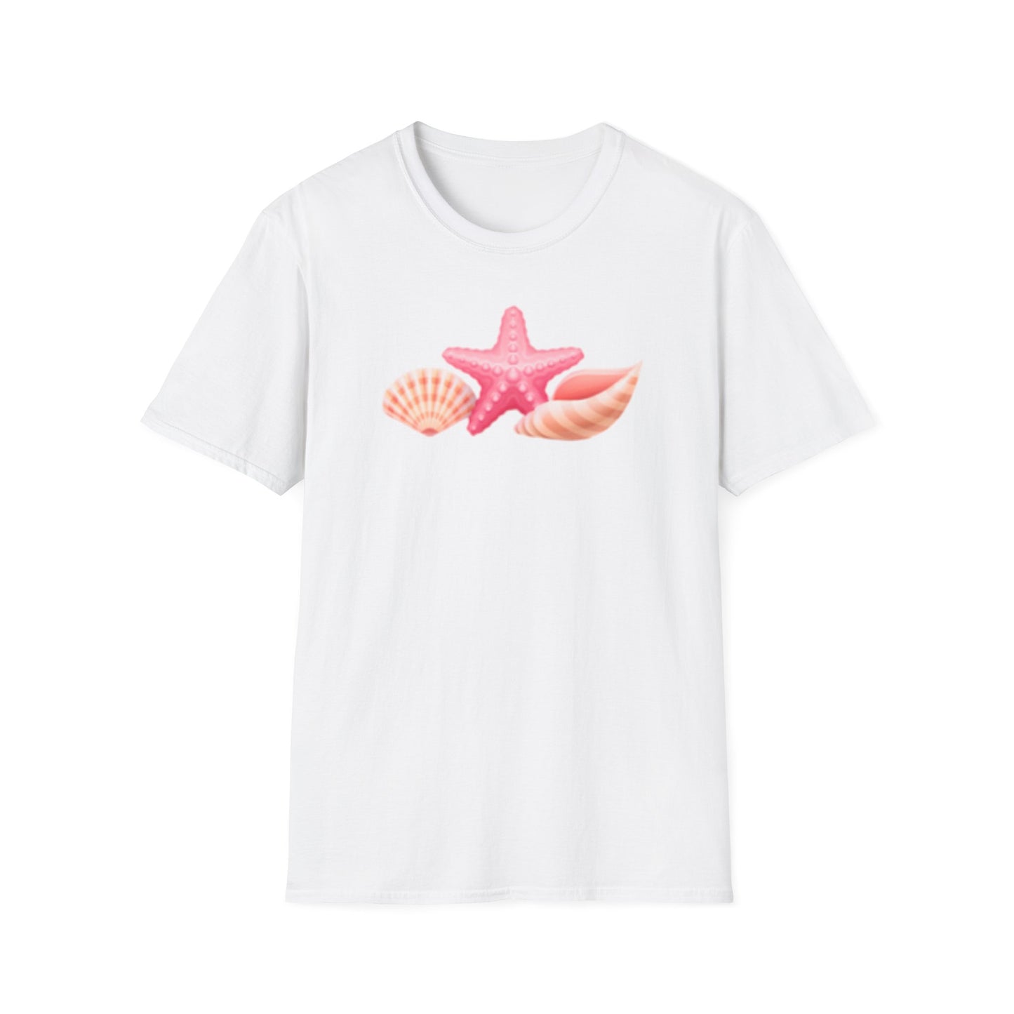Seashell & Starfish Beach T-Shirt — Pink Coastal Summer Tee