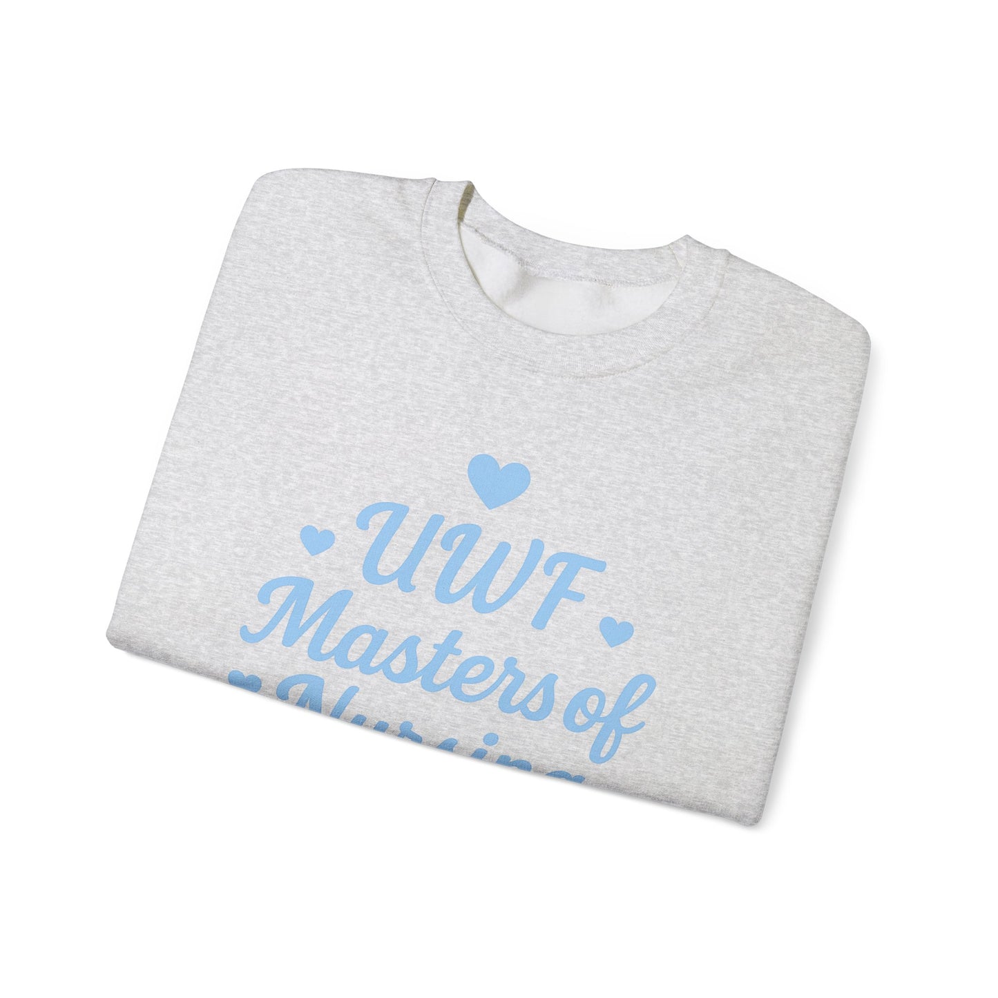 UWF Masters of Nursing Crew neck — Light Blue Heart Nursing School Sweatshirt
