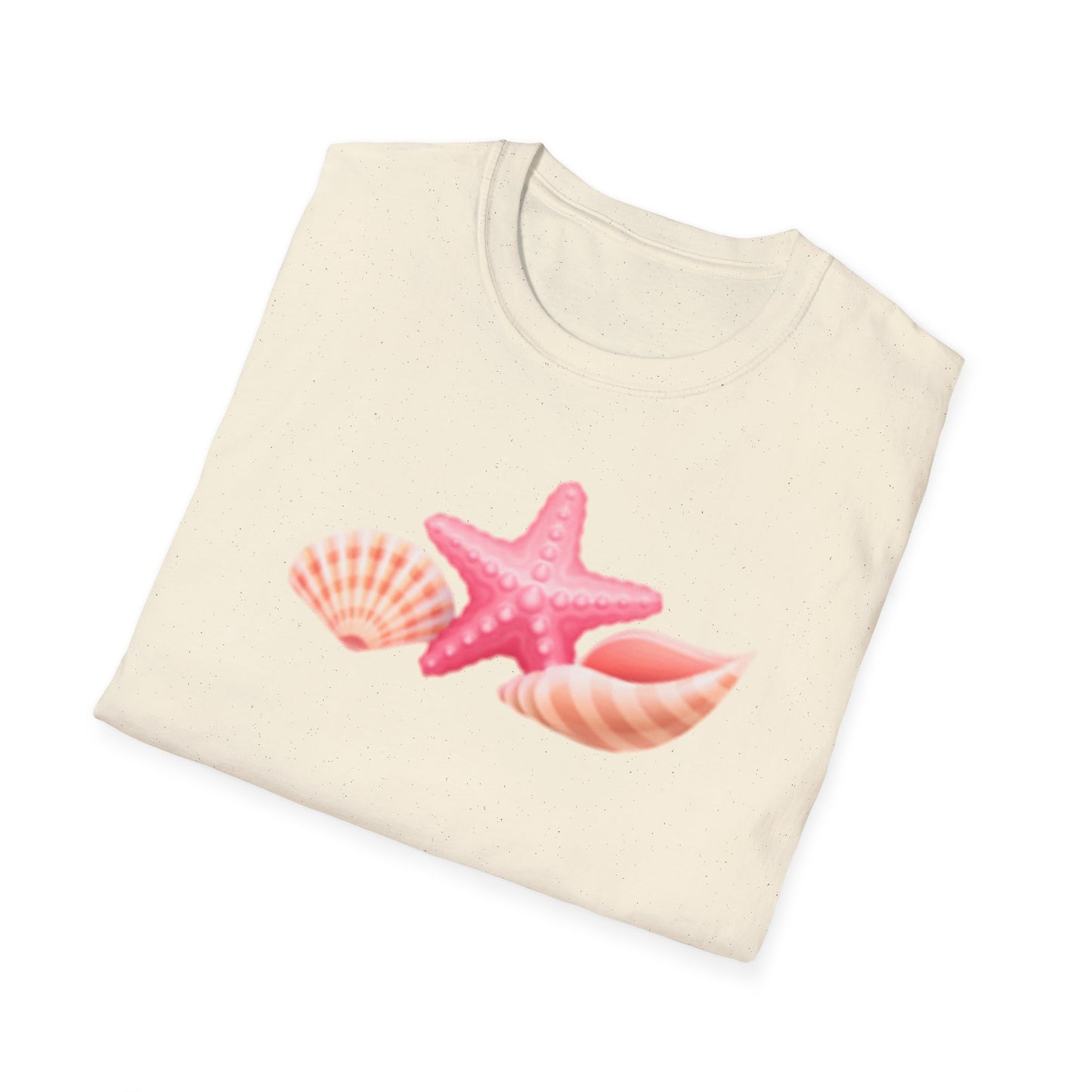 Seashell & Starfish Beach T-Shirt — Pink Coastal Summer Tee