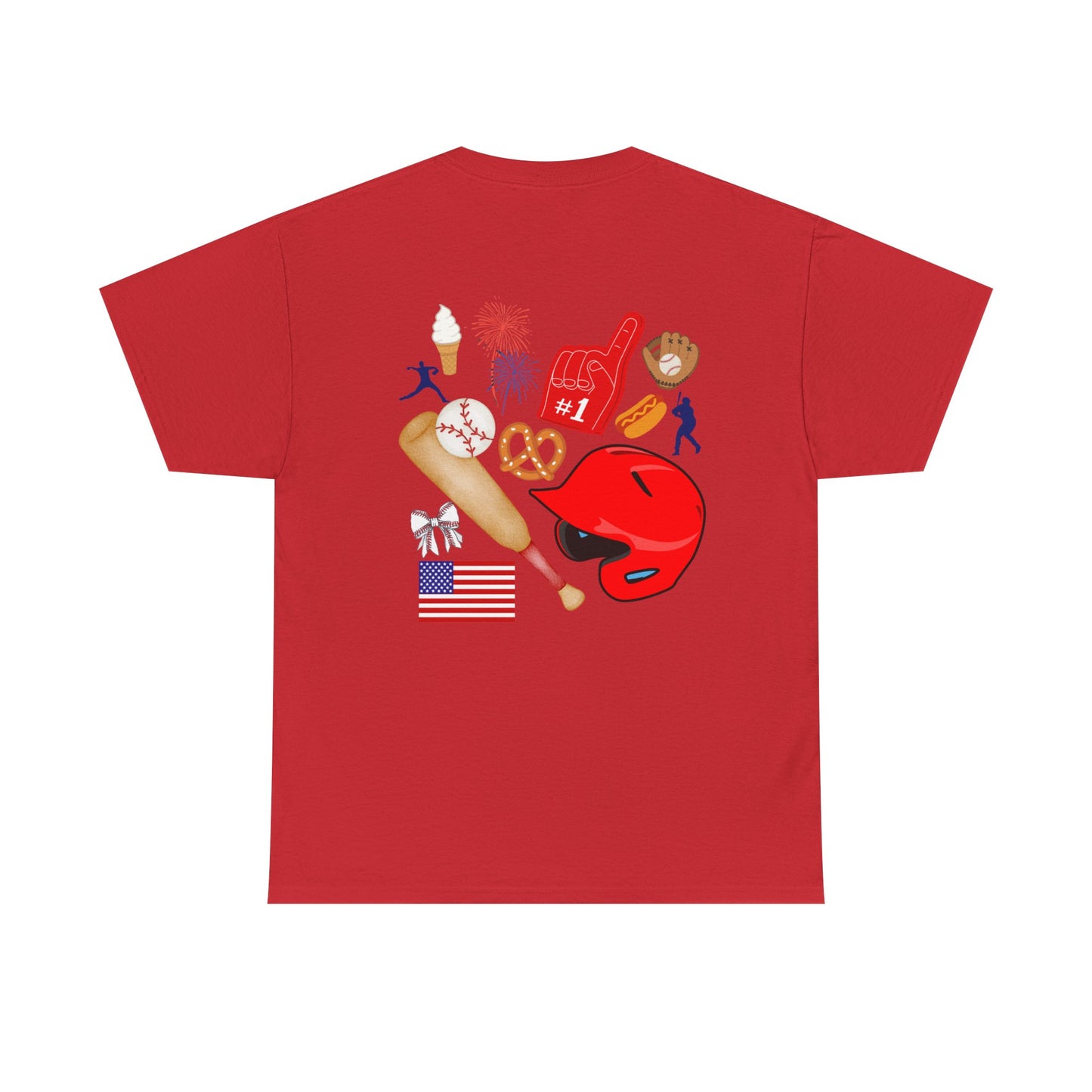 Baseball Heart Patchwork Tee – Patriotic Baseball Gear T‑Shirt