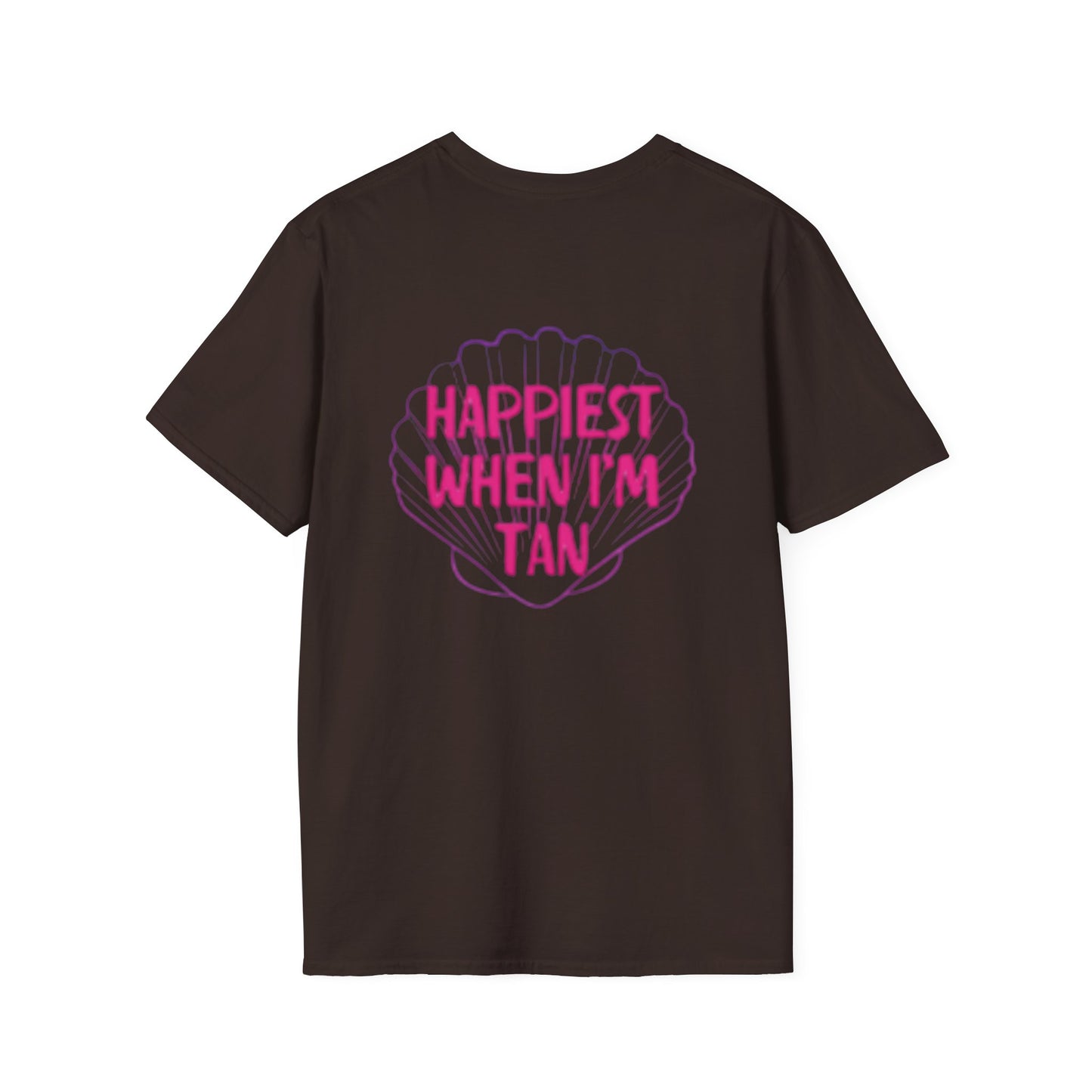 T-Shirt — "Happiest When I'm Tan" Pink Beach Tee