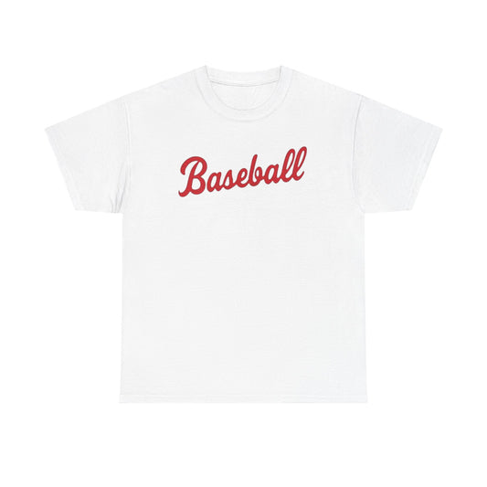 Baseball Script Tee — Retro Red Baseball T‑Shirt