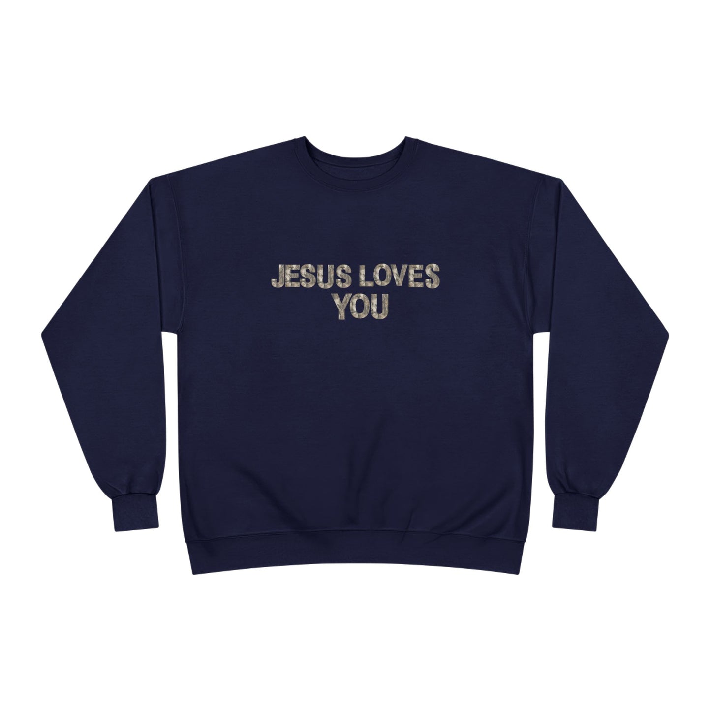 Unisex Eco-Friendly Crewneck Sweatshirt - "Jesus Loves You," Faith Apparel, Comfortable Gift, Religious Sweatshirt, Cozy Outfit