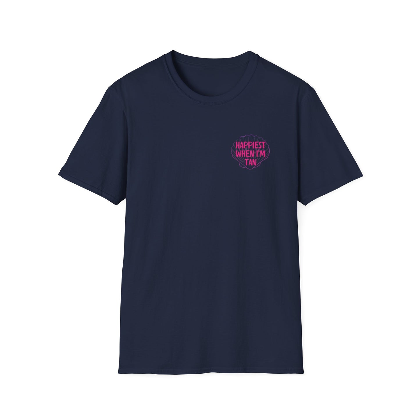T-Shirt — "Happiest When I'm Tan" Pink Beach Tee