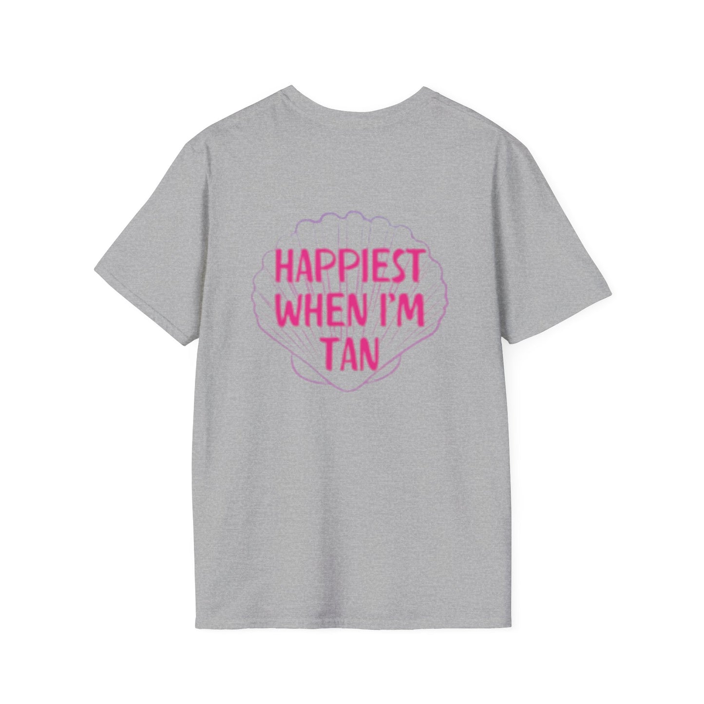 T-Shirt — "Happiest When I'm Tan" Pink Beach Tee