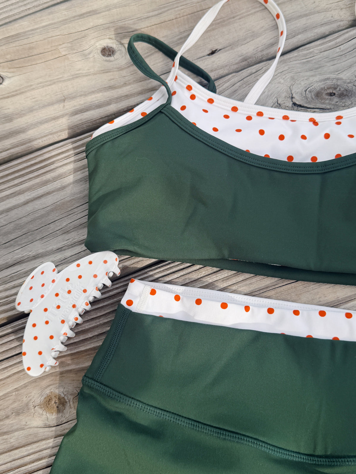 PINE AND ORANGE POLKA DOUBLE LAYER ACTIVEWEAR *SET*