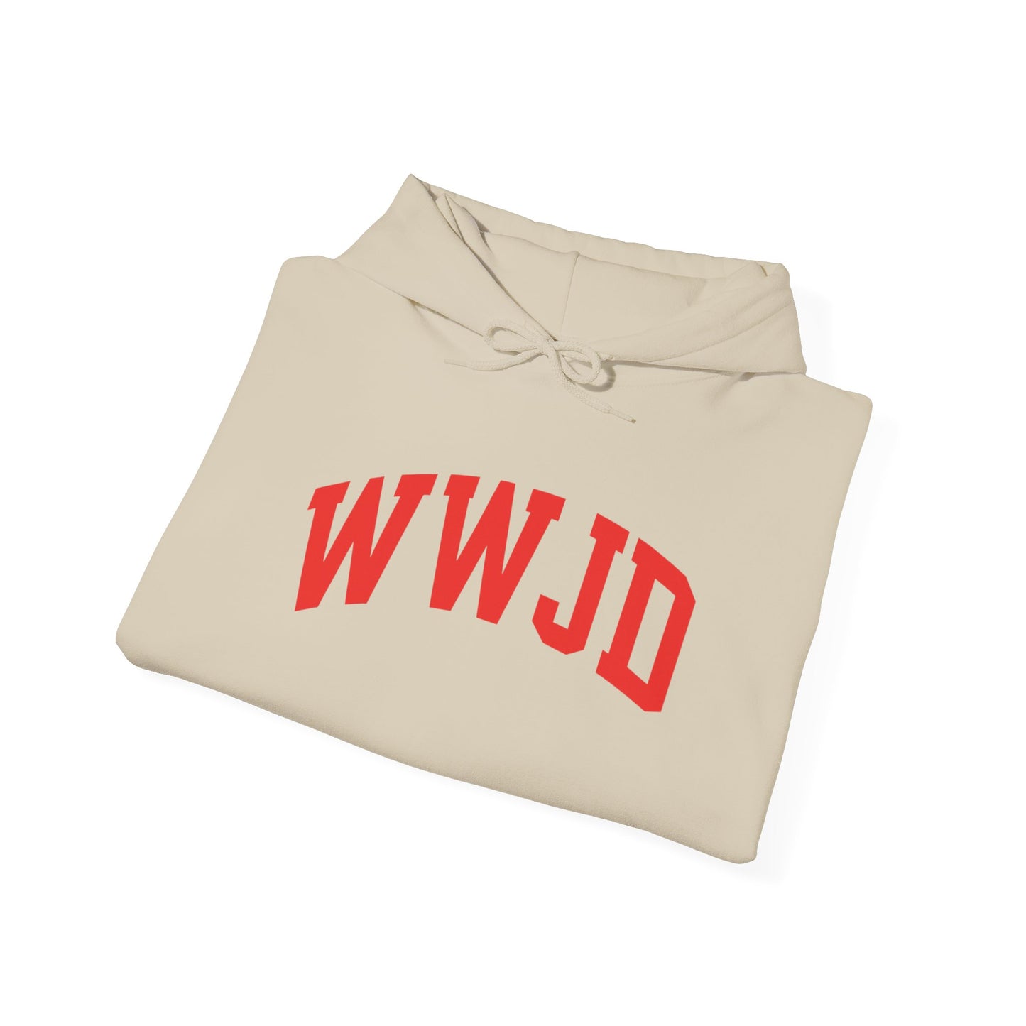 WWJD Hoodie — Classic Red Lettering Christian Faith Pullover