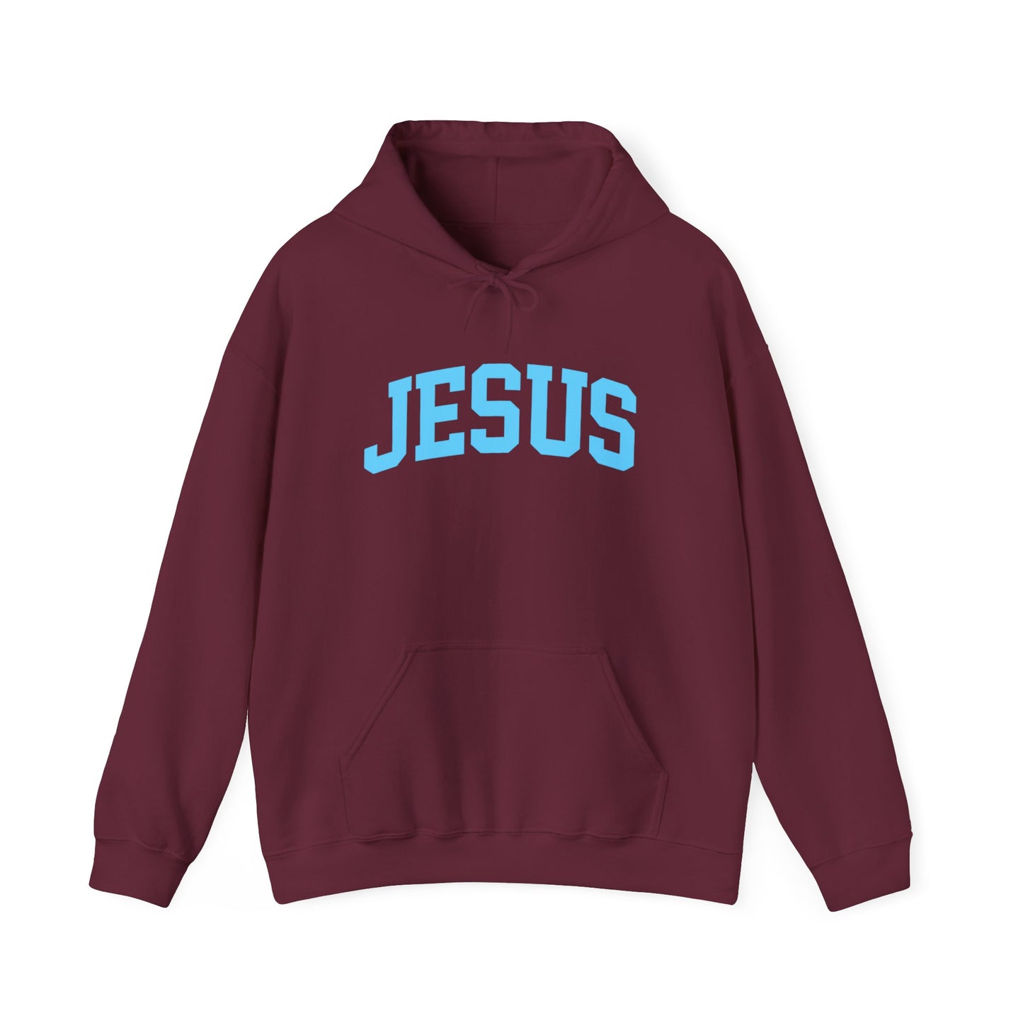 Jesus Hoodie - Blue Lettering Christian Faith Pullover
