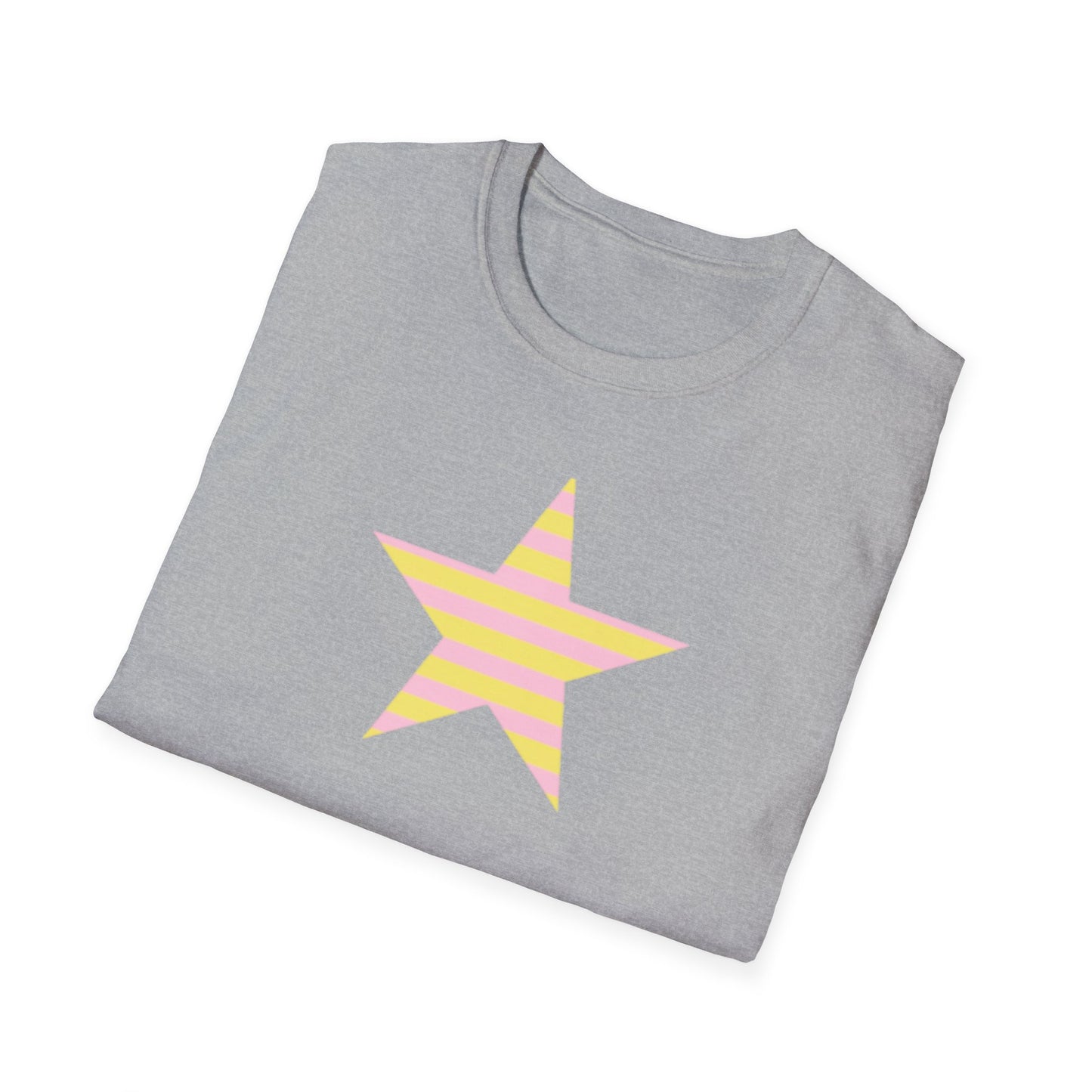 Star Stripe Tee — Pastel Pink & Yellow Graphic T-Shirt