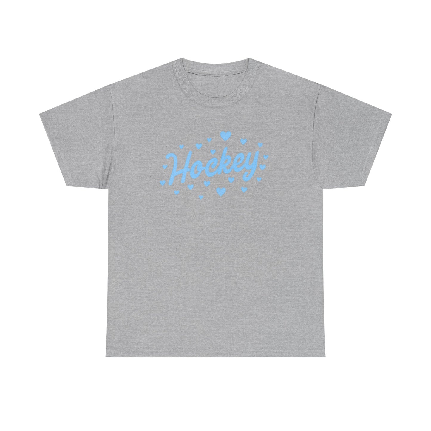 Hockey Heart Tee — Cute Light Blue Script Hockey Shirt
