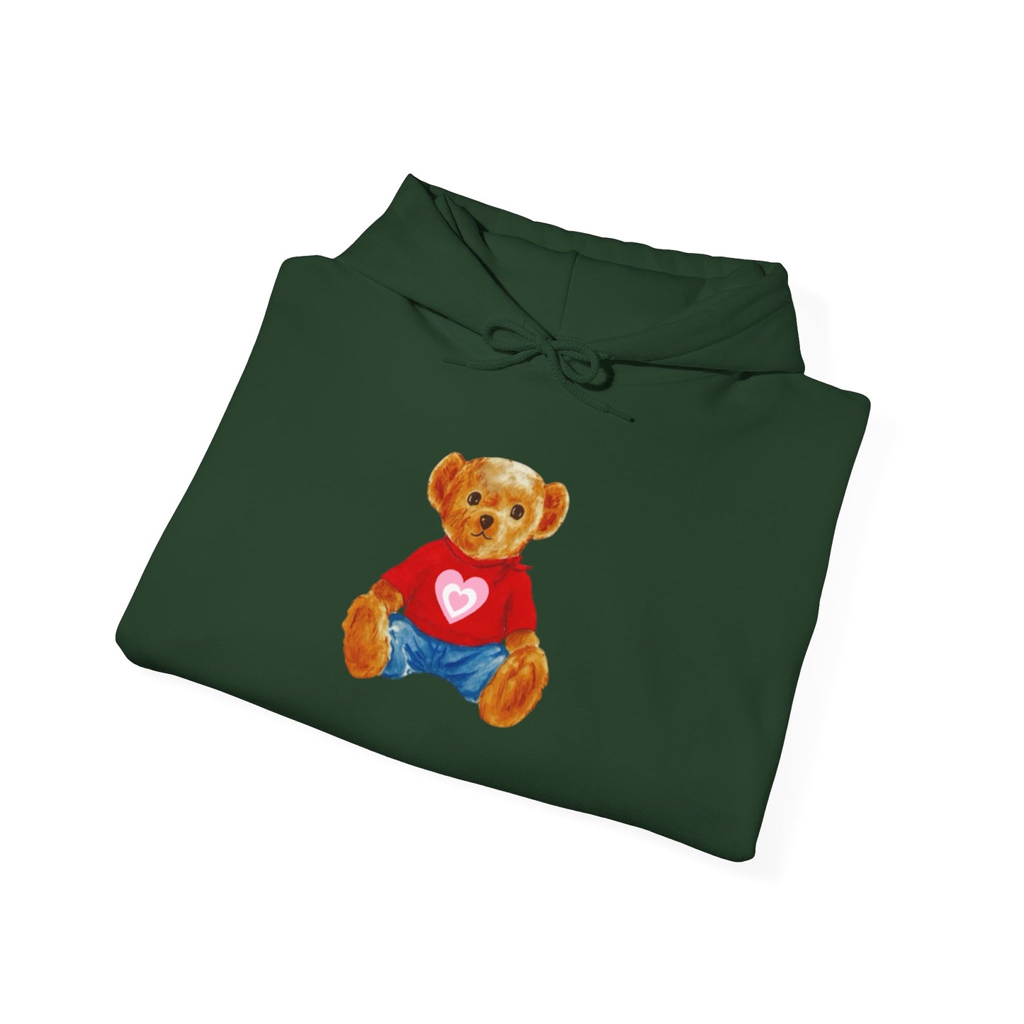 Teddy Bear Hoodie — Cute Heart Graphic