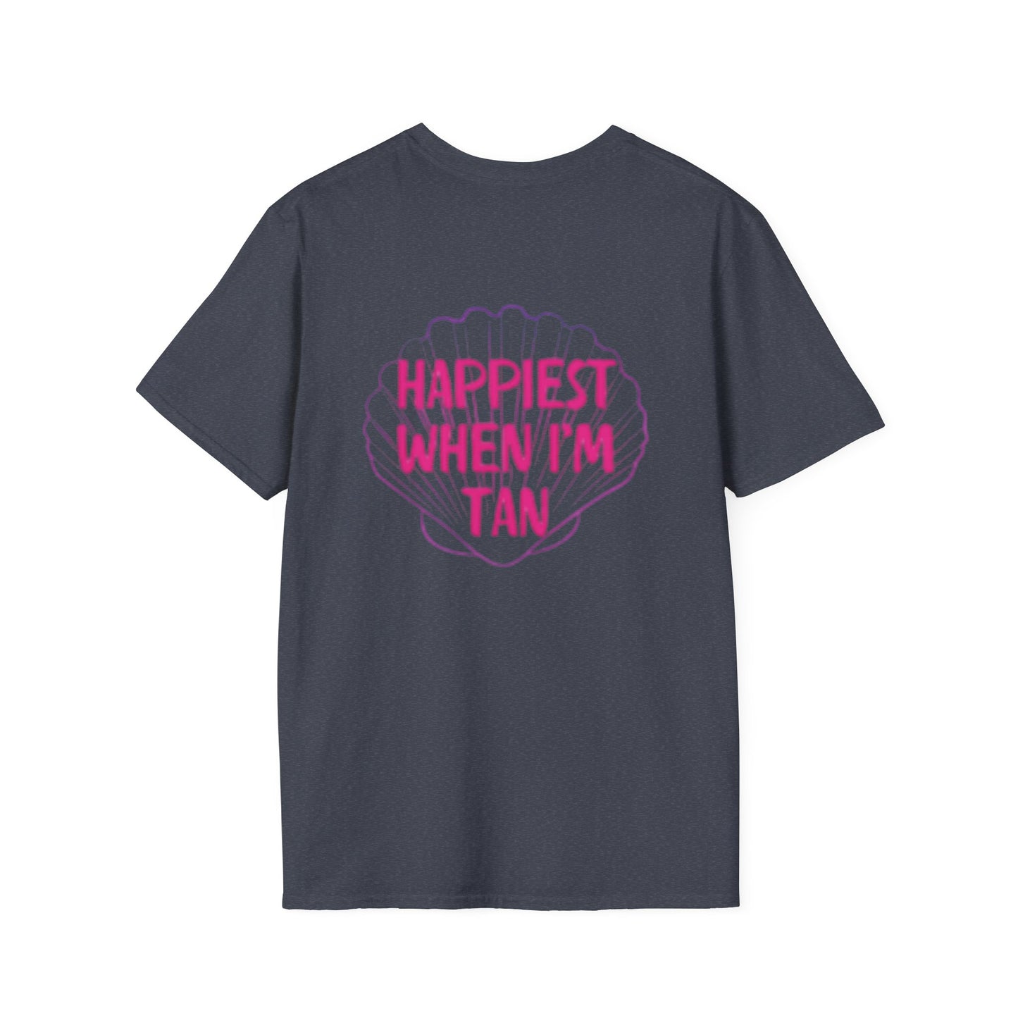 T-Shirt — "Happiest When I'm Tan" Pink Beach Tee