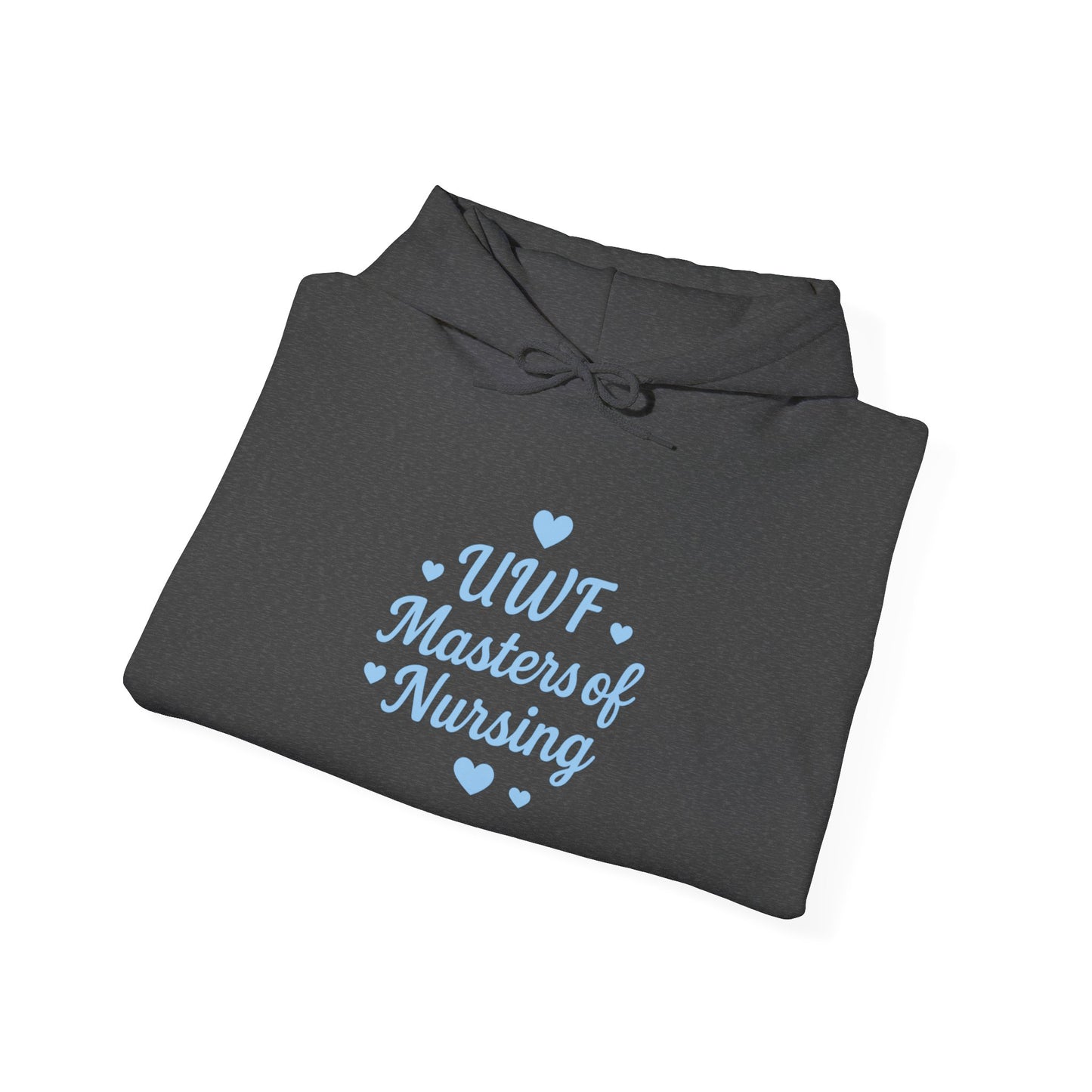 UWF Masters of Nursing Hoodie — Light Blue Heart Nursing School Sweatshirt