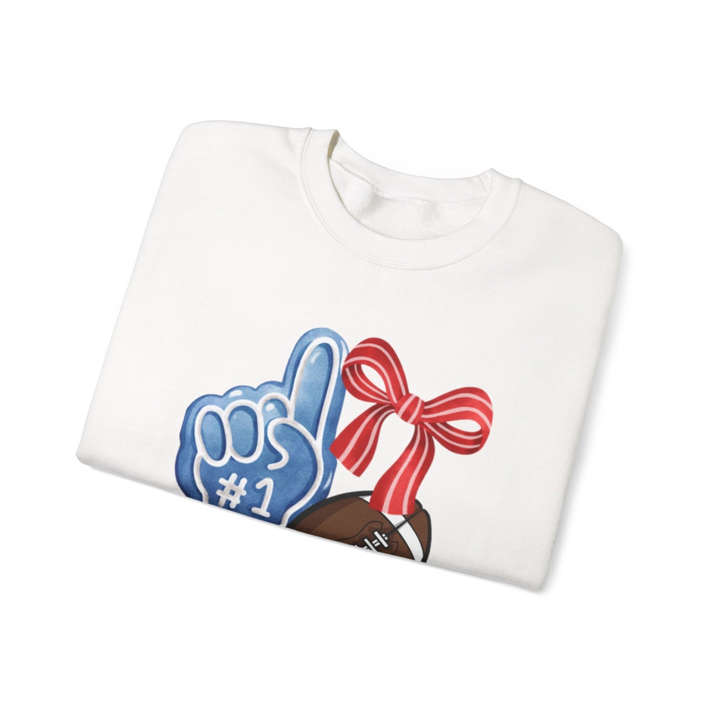 Football Fan #1 Crewneck Sweatshirt — Foam Finger & Football Gift